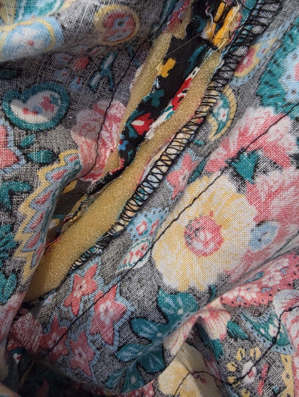 Womens Paula Sweet "Muslin Mink" Art-to-Wear Jacket W/Floral Print & Fringe L - Picture 7 of 8